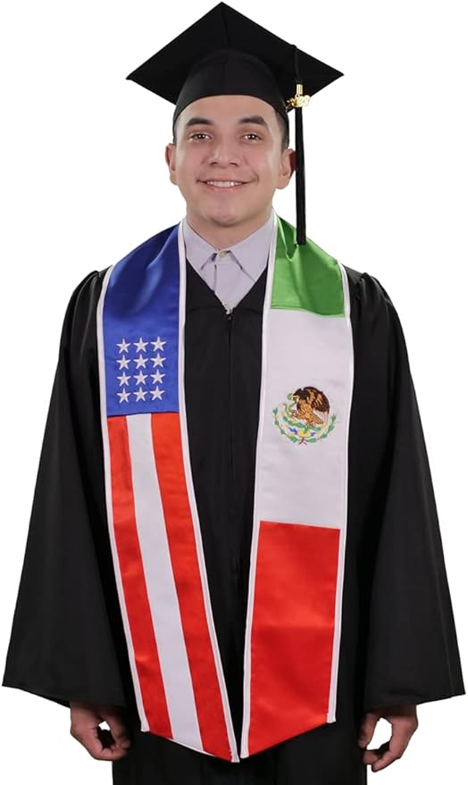 Mixed USA & Mexico Graduation Stole - Mixed USA & Mexico Flag Sash Mixed USA & Mexico Graduation Stole - Mixed USA & Mexico Flag Sash