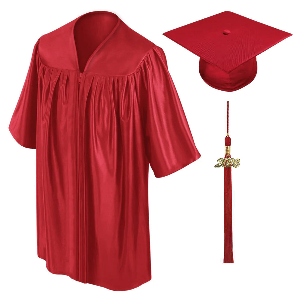 Child Shiny Red Graduation Cap & Gown - Preschool & Kindergarten Child Shiny Red Graduation Cap & Gown - Preschool & Kindergarten