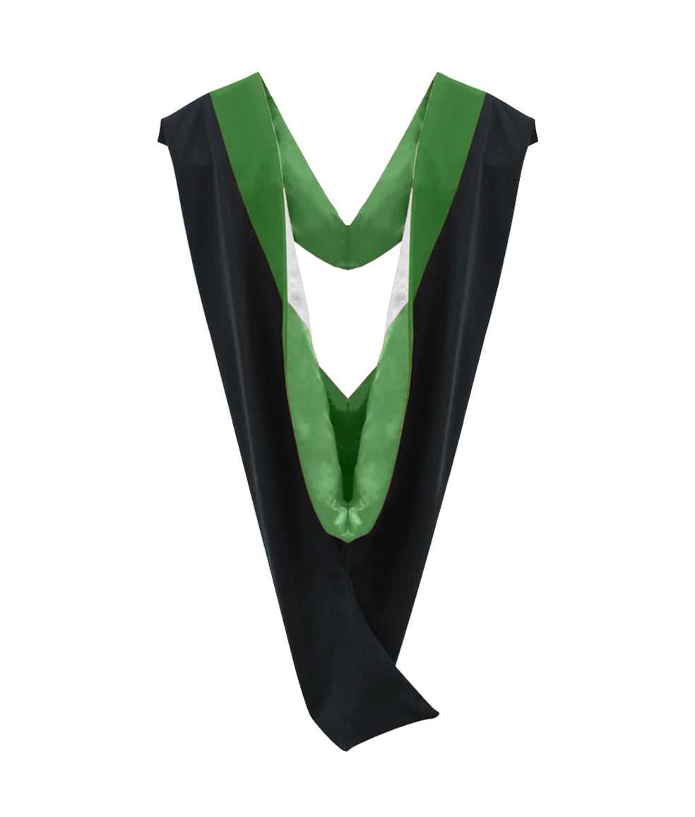 Deluxe Bachelor/Master Hood - Kelly Green Velvet, Kelly Green & White – Graduation Attire deluxe-bachelor-master-hood-kelly-green-velvet-kelly-green-white-graduation-attire