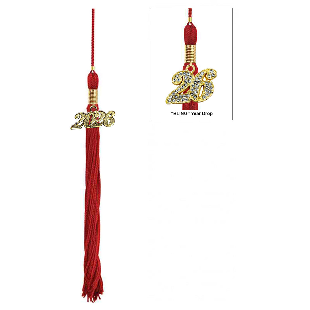 GRADFTY 10 Pack 2024 Graduation Tassels | Mixed Red & White With Gold 2024 Charm - Standard 9 Inch - View #2