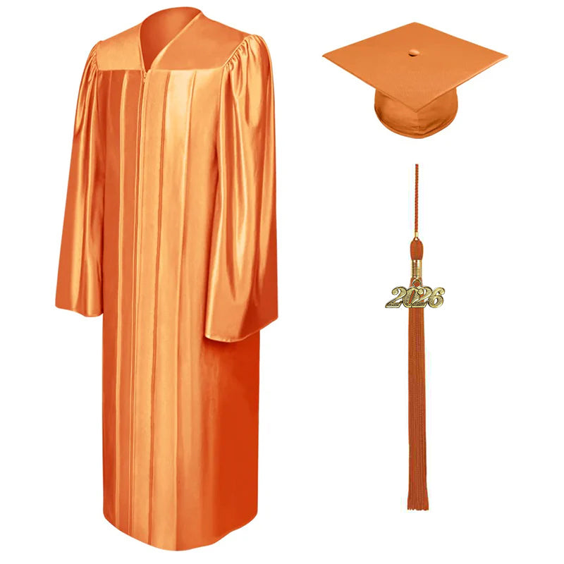 green emerald velvet dress Shiny Orange High School Graduation Cap and Gown – Graduation Attire