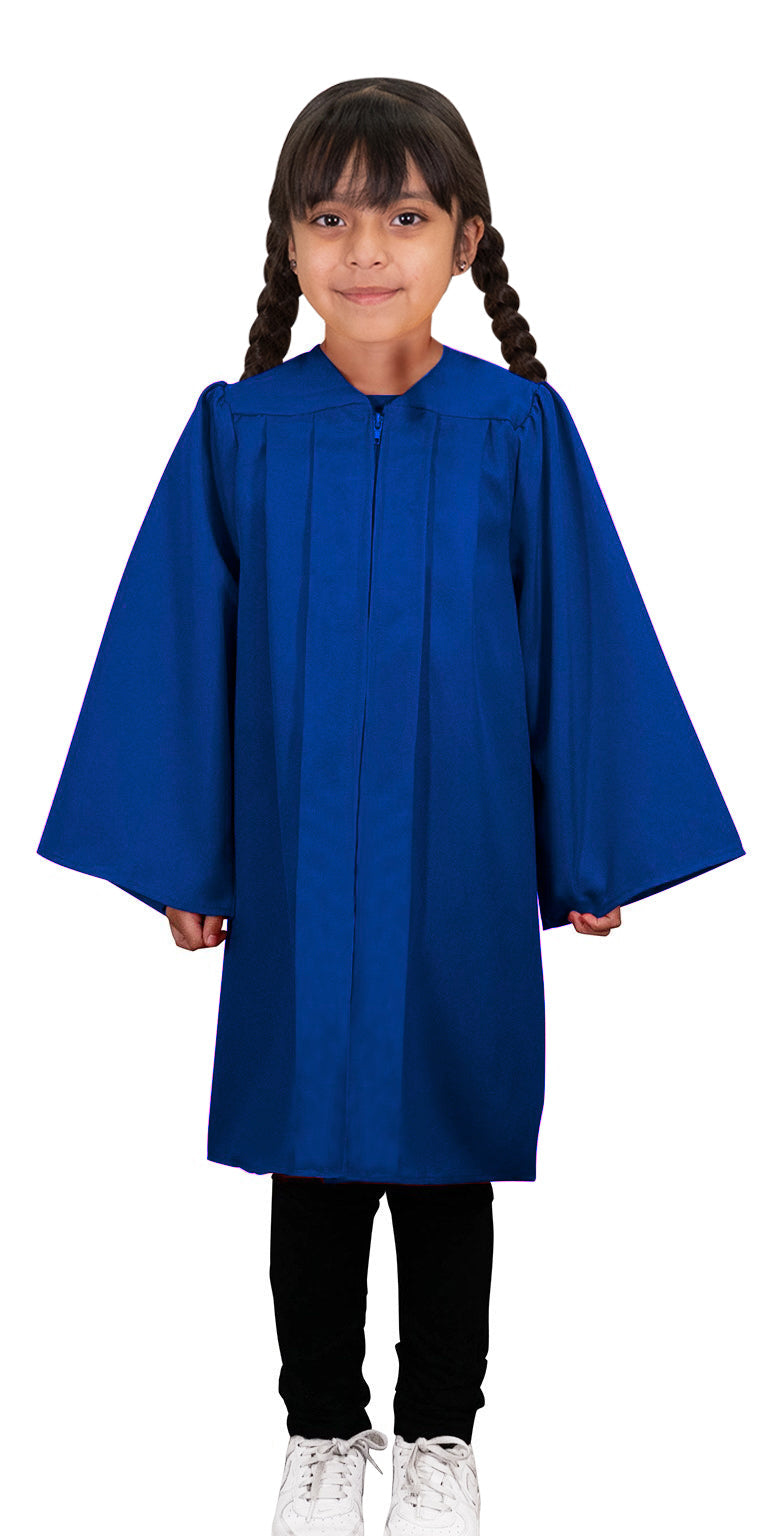 Child Matte Royal Blue Graduation Gown Preschool Kindergarten Gowns
