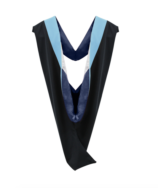 Deluxe Bachelor/Master Hood - Light Blue Velvet, Navy & White