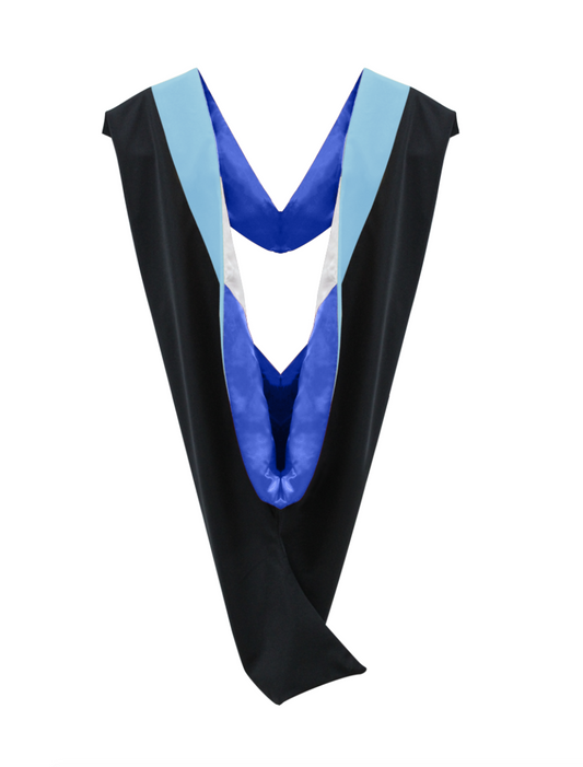 Deluxe Bachelor/Master Hood - Light Blue Velvet, Royal Blue & White