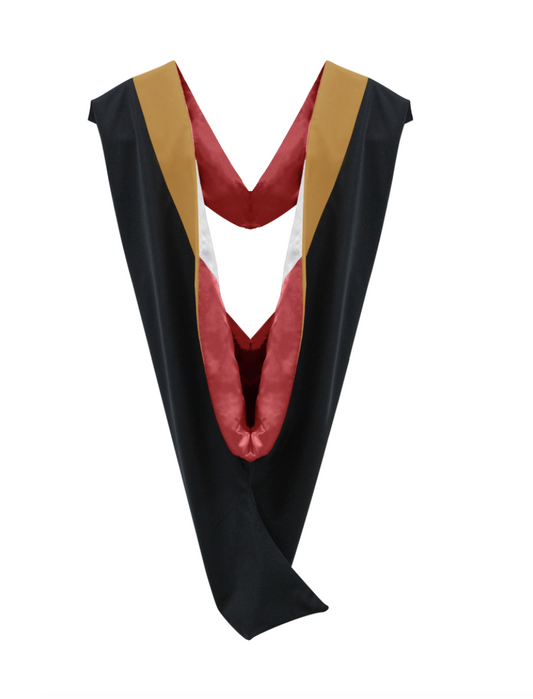 Deluxe Bachelor/Master Hood - Drab Velvet, Red & White