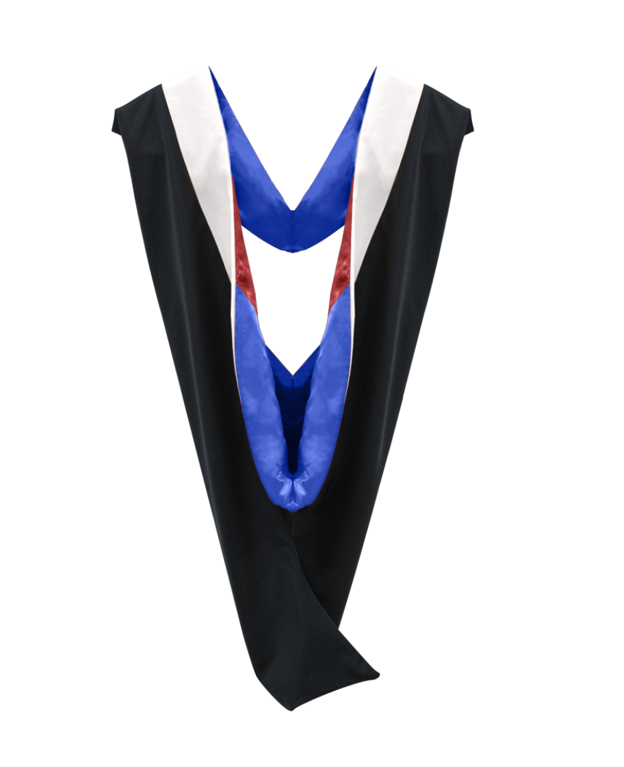 Deluxe Bachelor/Master Hood - White Velvet, Royal Blue & Red – Graduation Attire deluxe-bachelor-master-hood-white-velvet-royal-blue-red-graduation-attire