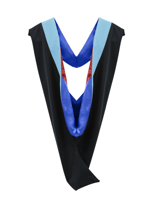 Deluxe Bachelor/Master Hood - Light Blue Velvet, Royal Blue & Red