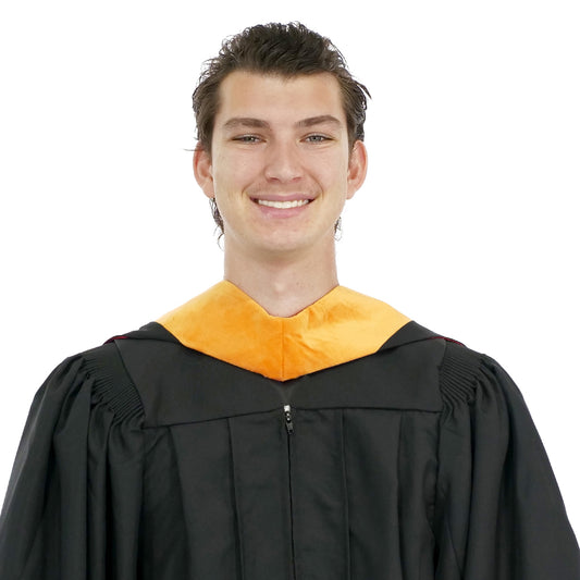 Deluxe Bachelor/Master Hood - Apricot Velvet, Royal Blue & White