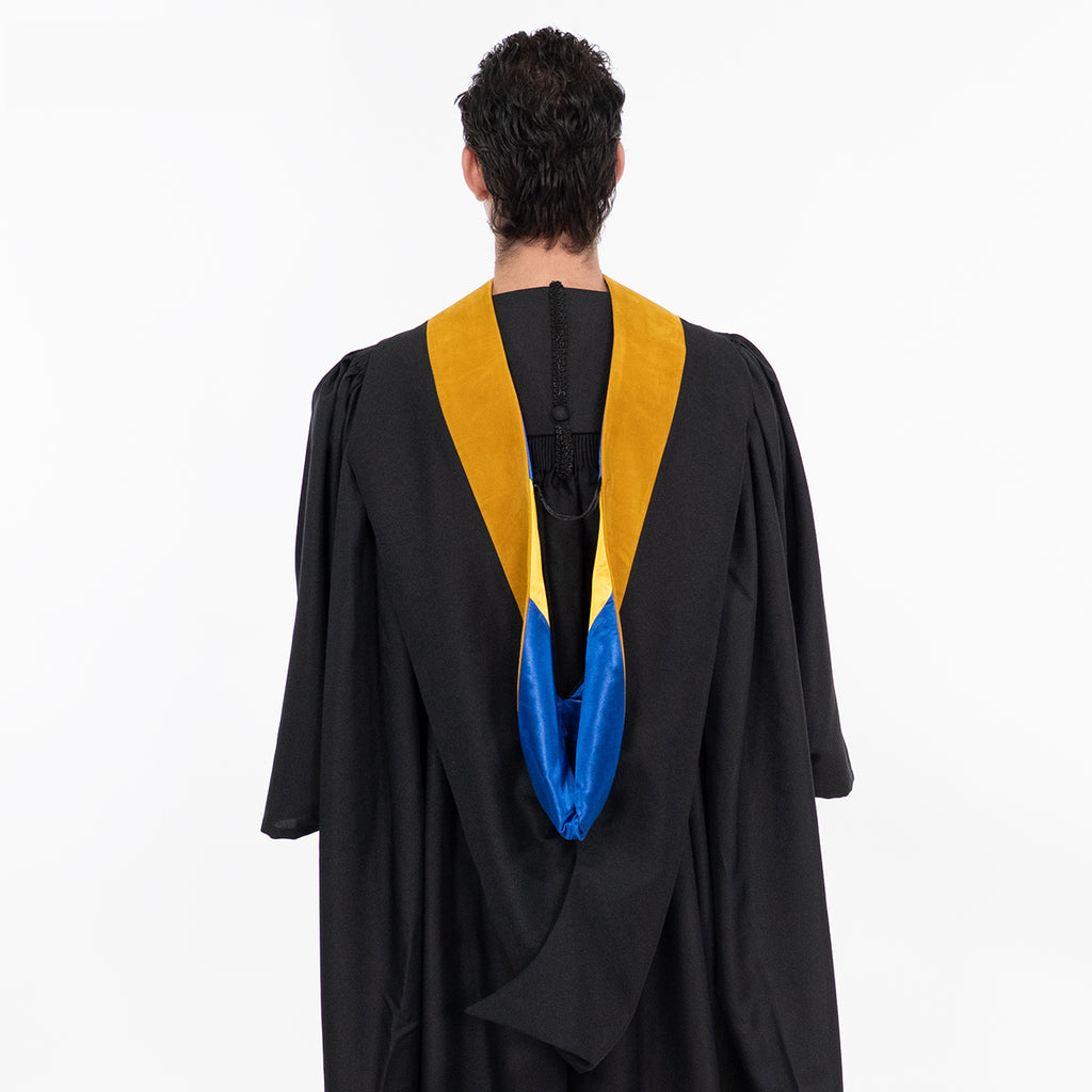 Deluxe Bachelor/Master Hood - Science Gold Velvet, Royal Blue & Golden Yellow