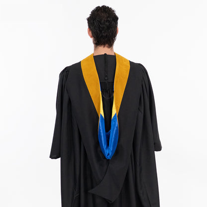 Deluxe Bachelor/Master Hood - Science Gold Velvet, Royal Blue & Golden Yellow