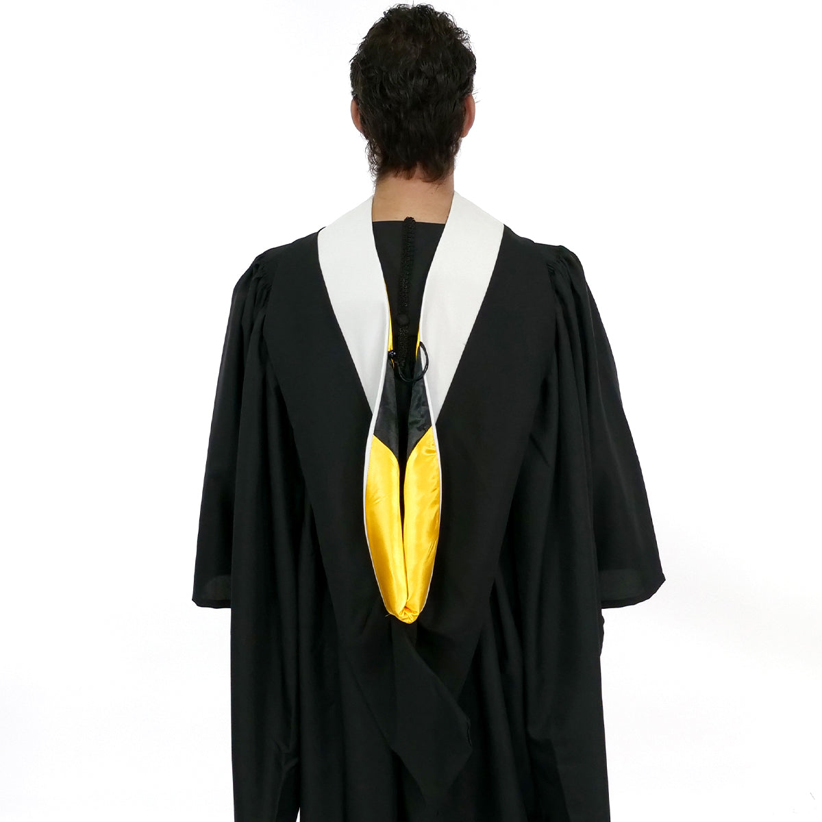 Deluxe Bachelor/Master Hood - White Velvet, Golden Yellow & Black