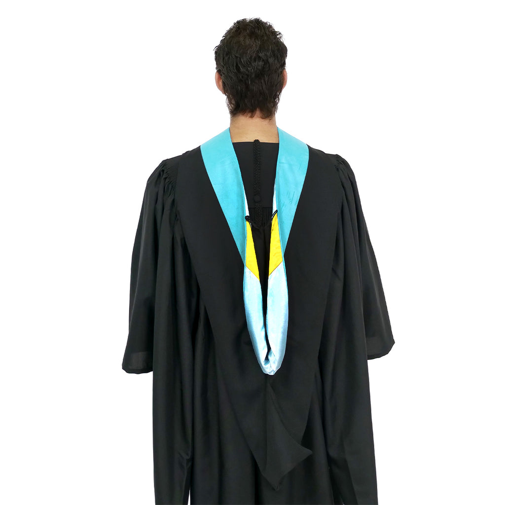 Deluxe Bachelor/Master Hood - Light Blue Velvet, Light Blue & Golden Yellow Deluxe Bachelor/Master Hood - Light Blue Velvet, Light Blue & Golden Yellow