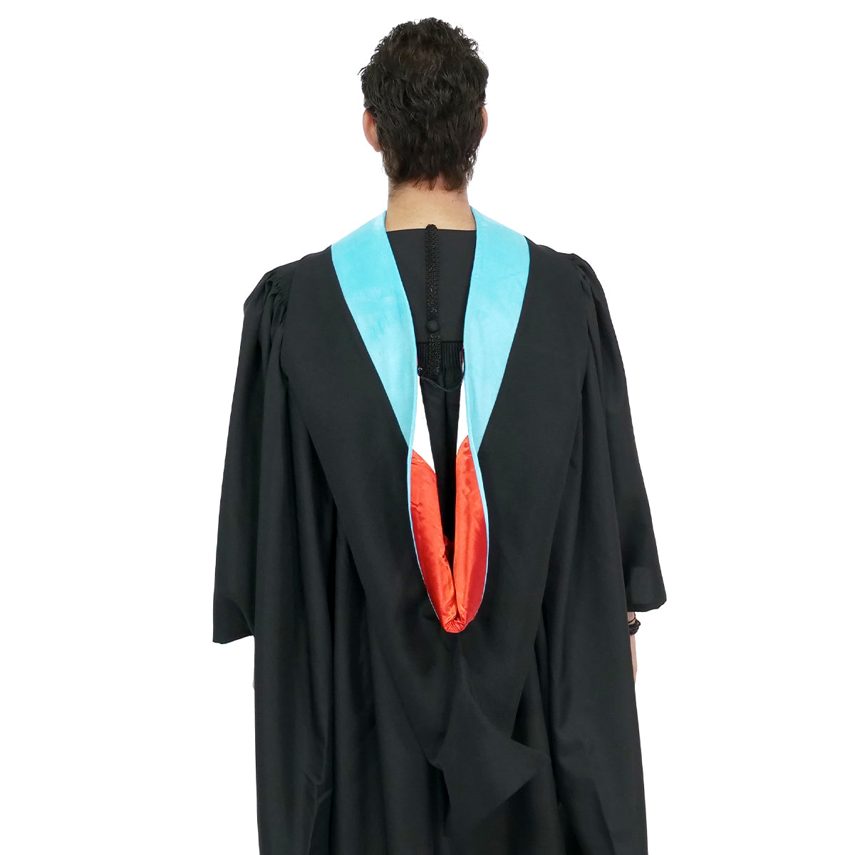 Deluxe Bachelor/Master Hood - Light Blue Velvet, Red & White