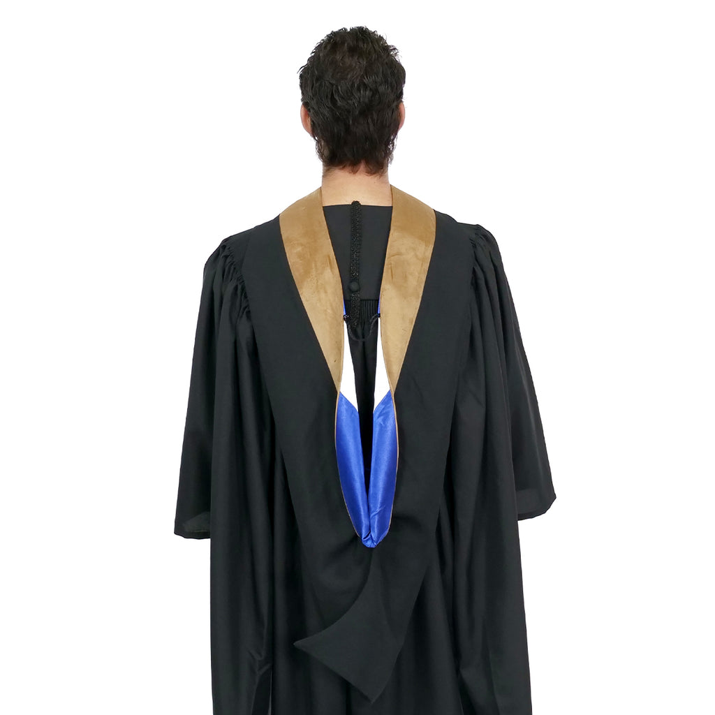 Deluxe Bachelor/Master Hood - Drab Velvet, Royal Blue & White