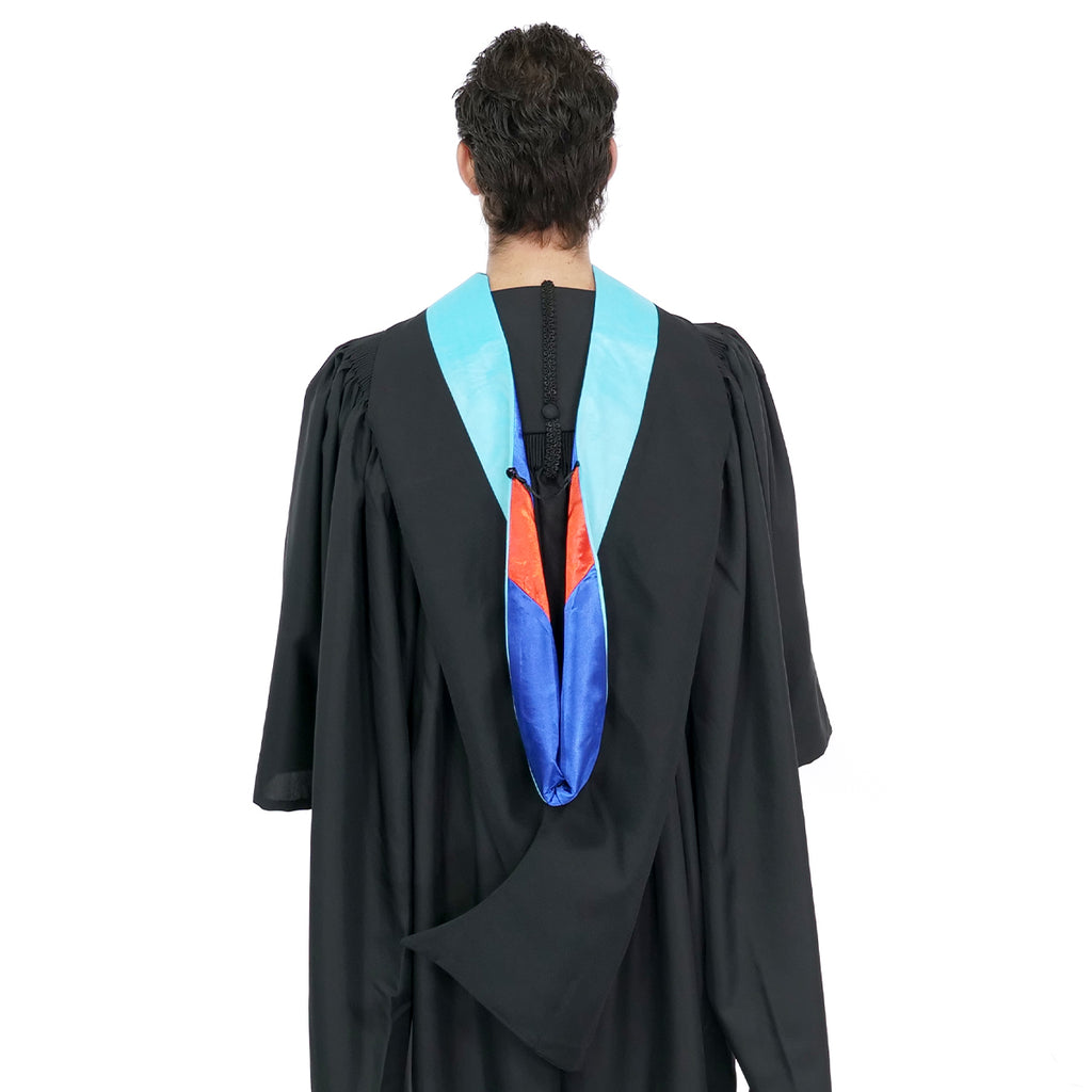 Deluxe Bachelor/Master Hood - Light Blue Velvet, Royal Blue & Red