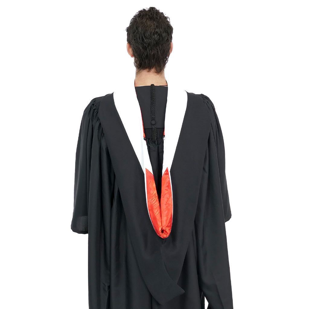 Deluxe Bachelor/Master Hood - White Velvet, Red & White