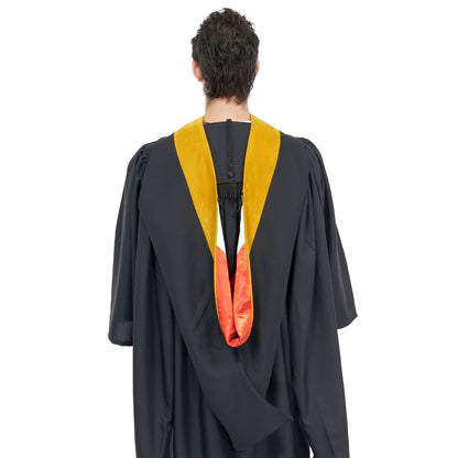 Deluxe Bachelor/Master Hood - Science Gold Velvet, Red & White
