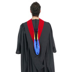 Deluxe Bachelor/Master Hood - Scarlet Velvet, Royal Blue & Golden Yellow