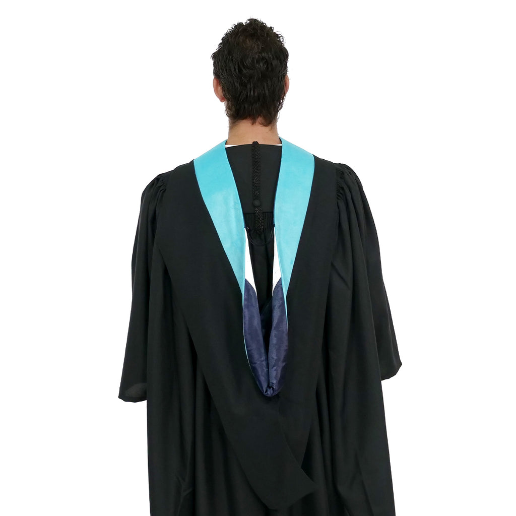 Deluxe Bachelor/Master Hood - Light Blue Velvet, Navy & White