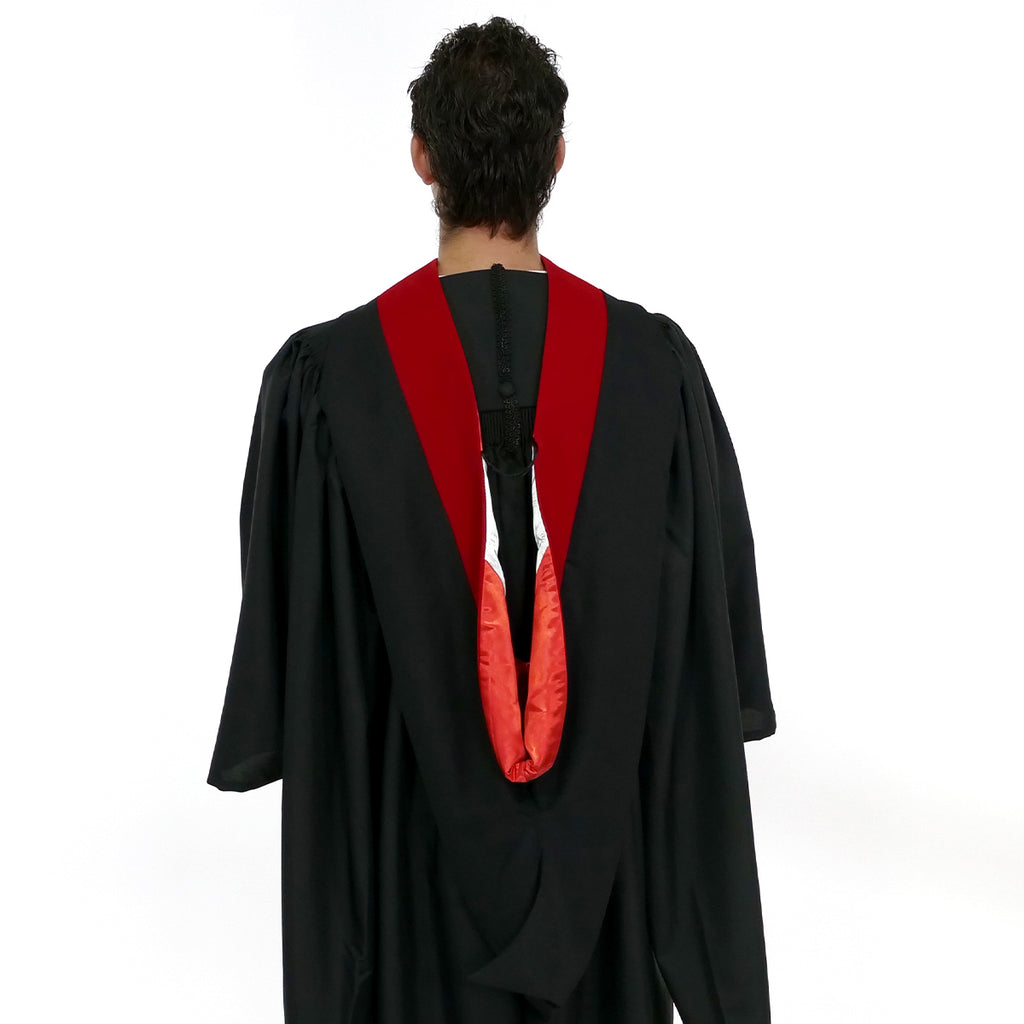 Deluxe Bachelor/Master Hood - Scarlet Velvet, Red & White