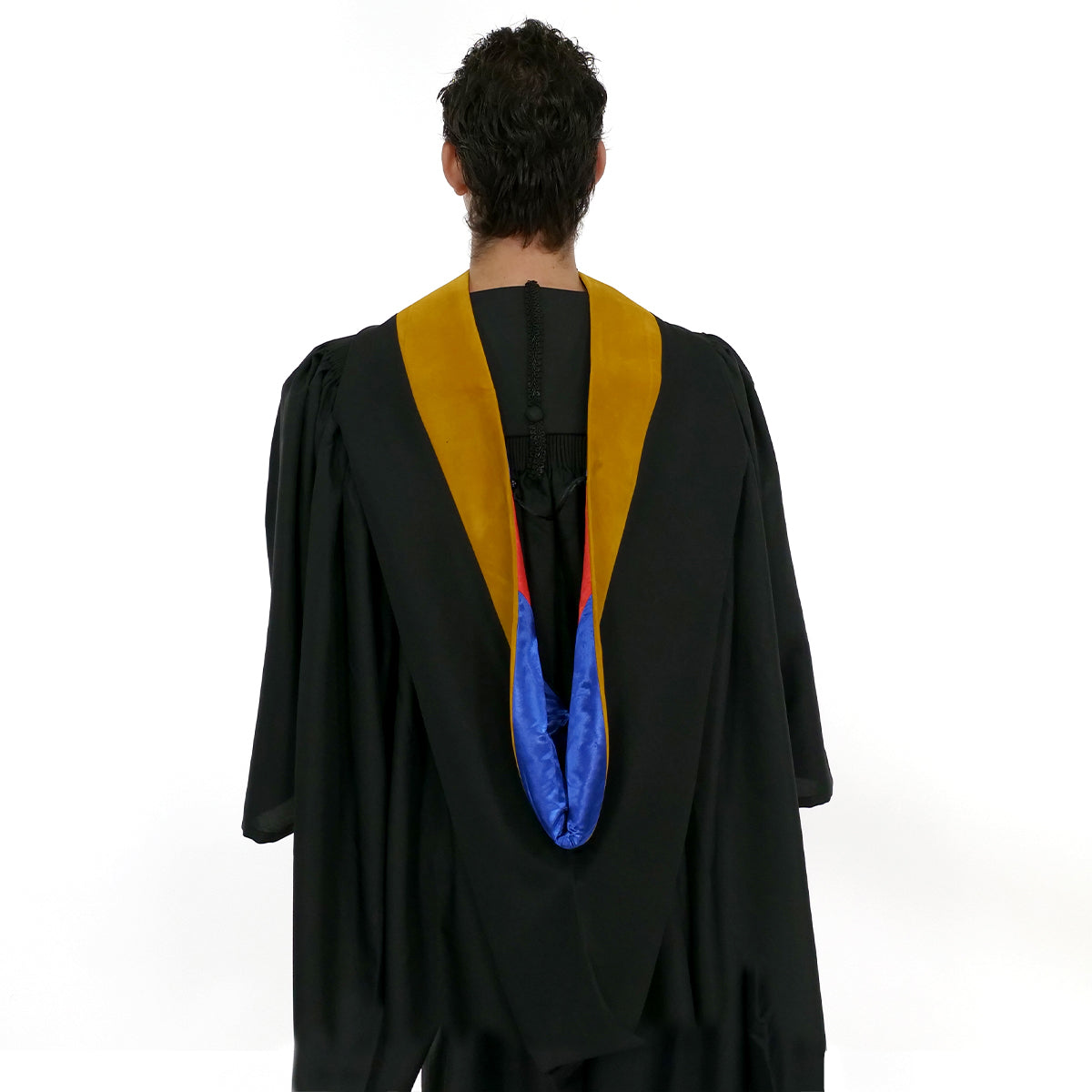 Deluxe Bachelor/Master Hood - Science Gold Velvet, Royal Blue & Red