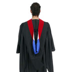 Deluxe Bachelor/Master Hood - Scarlet Velvet, Royal Blue & White
