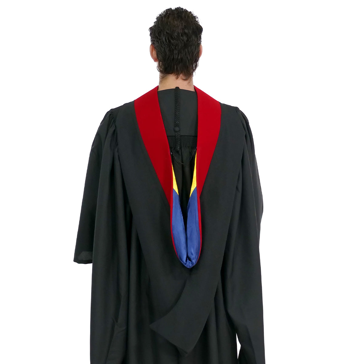 Deluxe Bachelor/Master Hood - Scarlet Velvet, Dark Blue & Gold