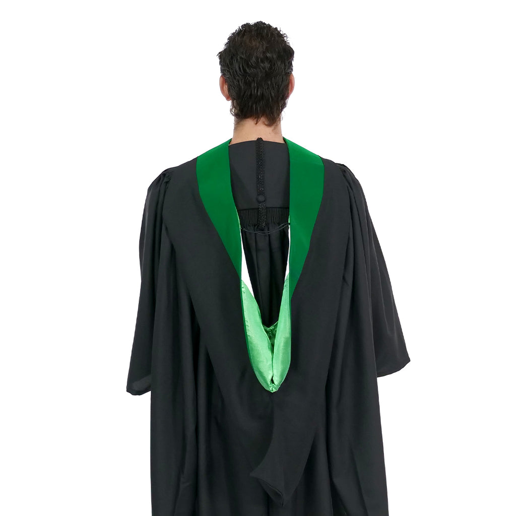 Deluxe Bachelor/Master Hood - Kelly Green Velvet, Kelly Green & White Deluxe Bachelor/Master Hood - Kelly Green Velvet, Kelly Green & White