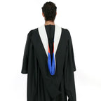 Deluxe Bachelor/Master Hood - White Velvet, Royal Blue & Red