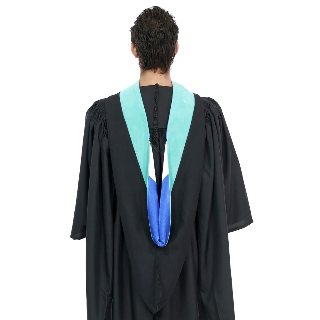 Deluxe Bachelor/Master Hood - Light Blue Velvet, Royal Blue & White