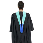 Deluxe Bachelor/Master Hood - Peacock Blue Velvet, Royal Blue & White