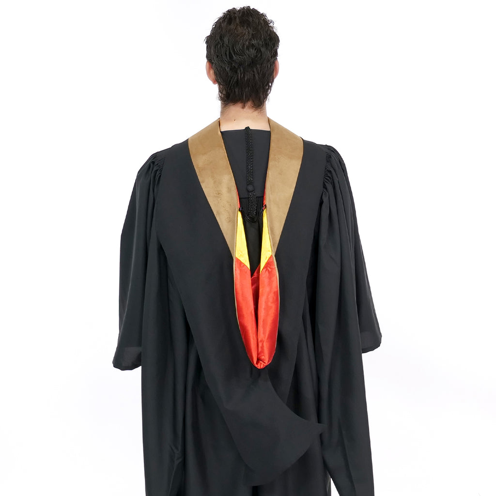 Deluxe Bachelor/Master Hood - Drab Velvet, Red & Golden Yellow