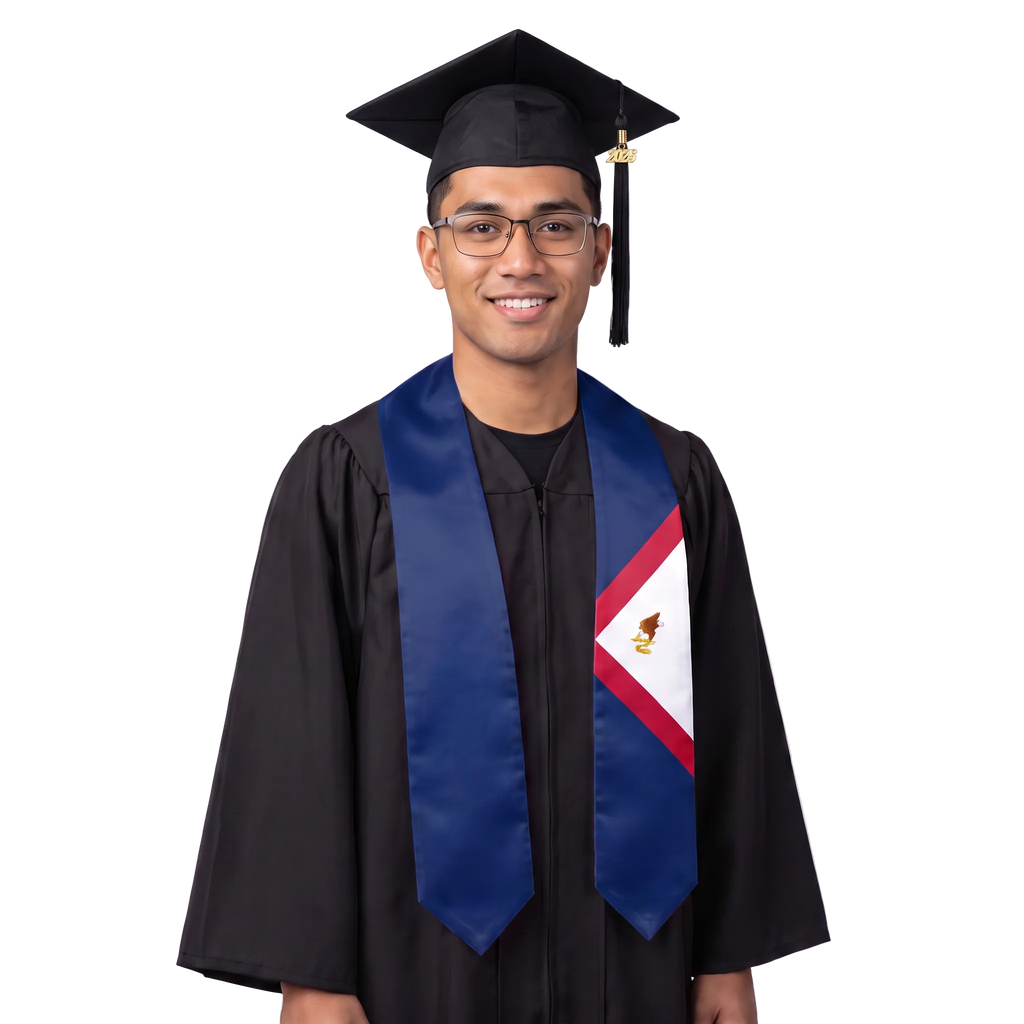 American Samoa graduation stole featuring the American Samoa flag design, graduation sash for high school and college commencement⠋