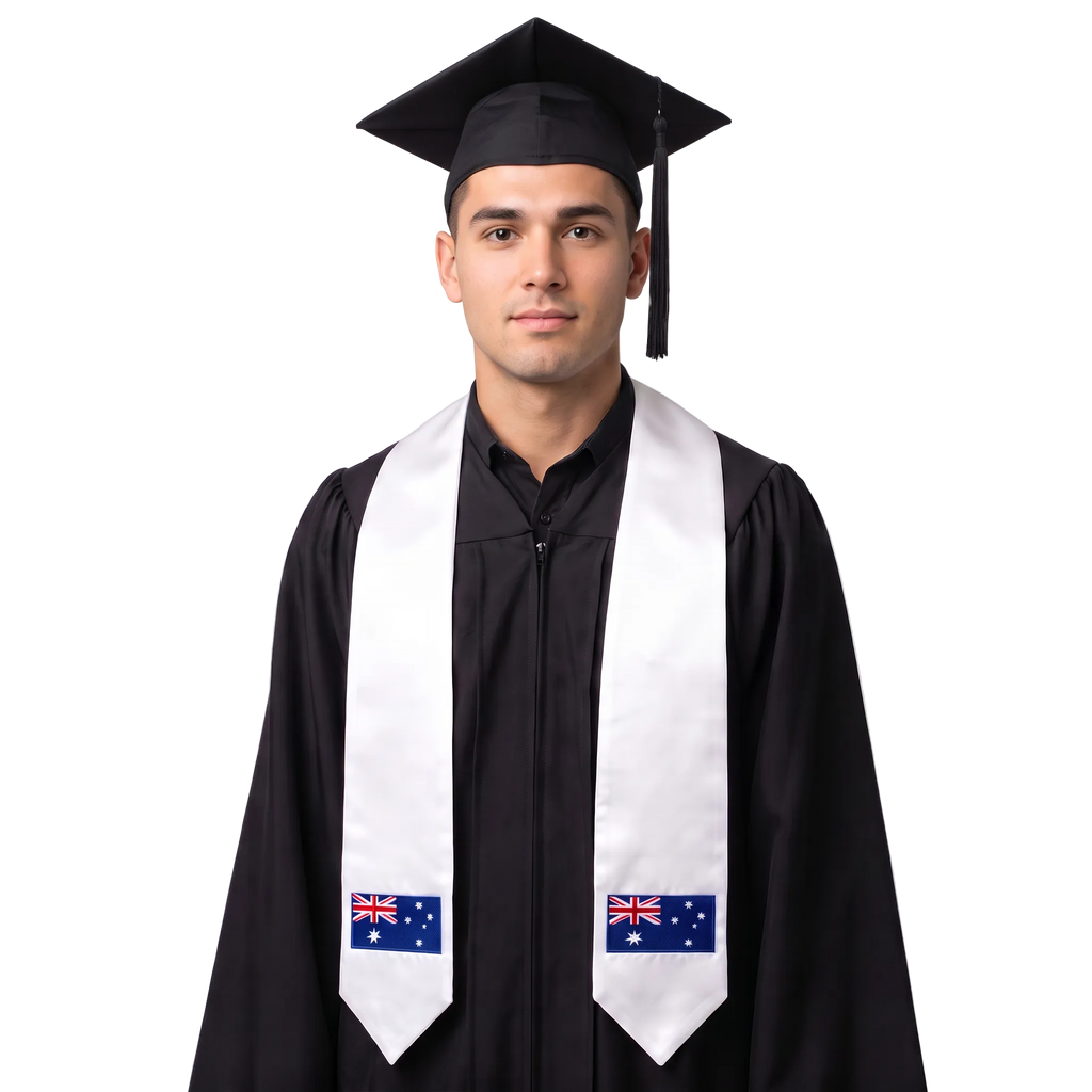 Australia international graduation stole featuring the Australian flag, graduation sash for high school and college commencement ceremonies