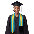 Bahamas international graduation stole featuring the Bahamian flag, graduation sash for high school and college commencement ceremonies