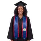 **Belize international graduation stole featuring the Belize flag, graduation sash for high school and college commencement ceremonies**