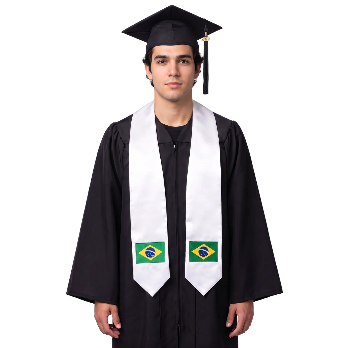Brazil international graduation stole featuring the Brazilian flag, graduation sash for high school and college commencement ceremonies