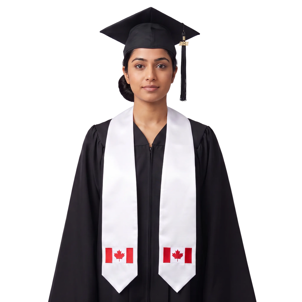 **Canada international graduation stole featuring the Canadian flag, graduation sash for high school and college commencement ceremonies**