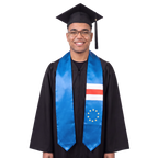 **Cape Verde graduation stole featuring the Cape Verde flag, patriotic graduation sash for high school and college commencement ceremonies**
