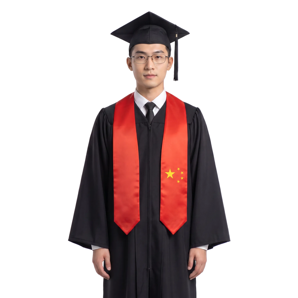 **China graduation stole featuring the Chinese flag, patriotic graduation sash for high school and college commencement ceremonies**