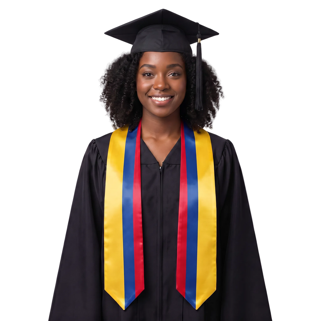 **Colombia international graduation stole featuring the Colombian flag, graduation sash for high school and college commencement ceremonies**