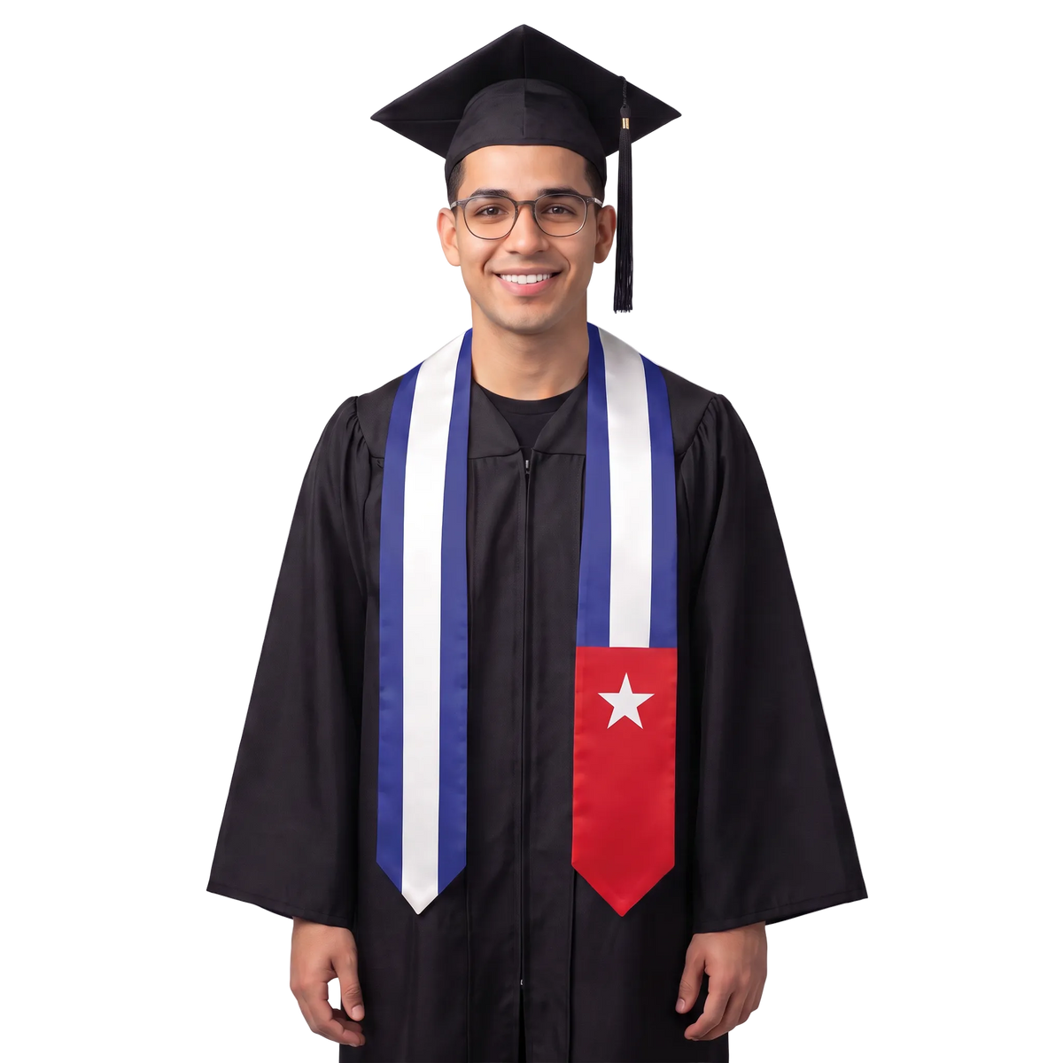**Cuba graduation stole featuring the Cuban flag, patriotic graduation sash for high school and college commencement ceremonies**