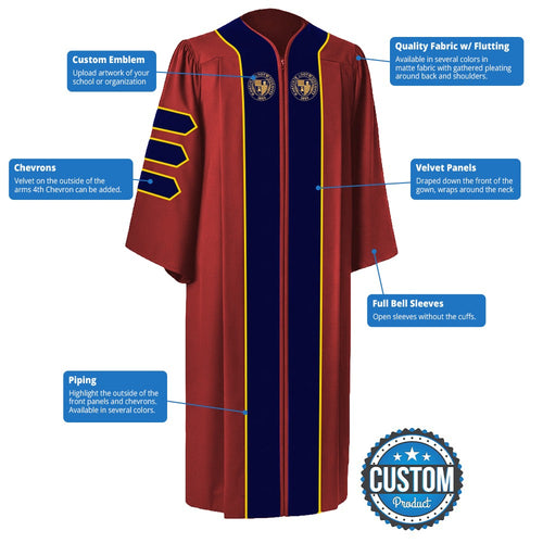 Custom Classic Doctoral Gown, Tam and Hood Package
