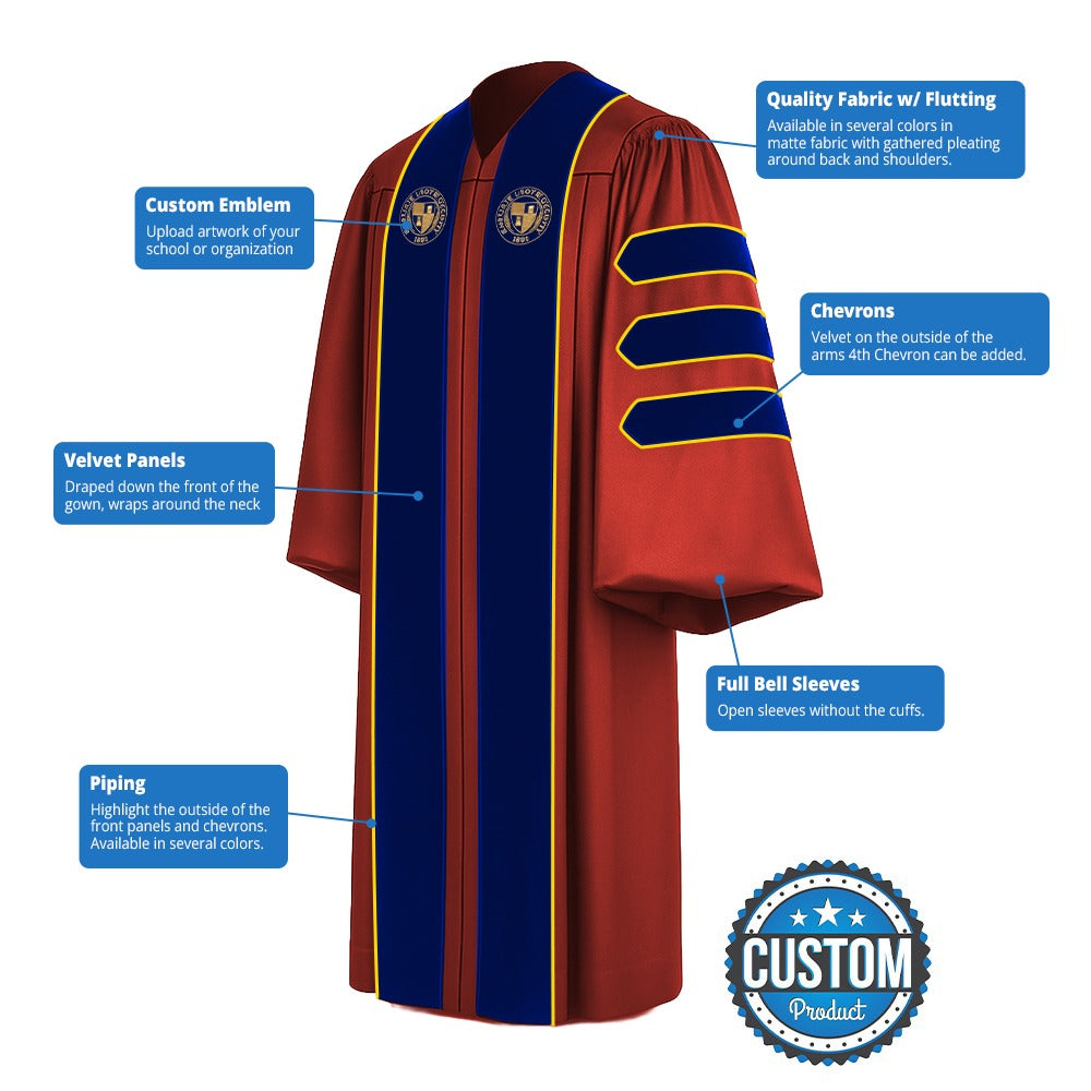 Custom Doctoral Graduation Gown and Hood Package