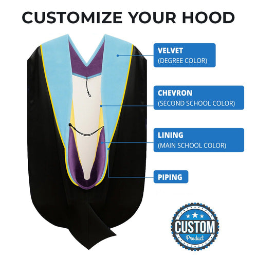 Deluxe Doctoral Graduation Custom Hood - Academic Regalia