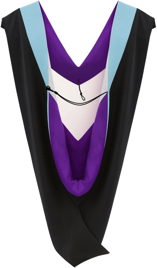 Deluxe Bachelor/Master Hood -Light Blue Velvet, Purple & White