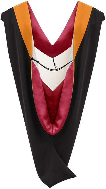 Deluxe Bachelor/Master Hood - Apricot Velvet, Red & White