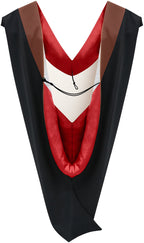 Deluxe Bachelor/Master Hood - Brown Velvet, Red & White