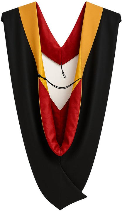 Deluxe Bachelor/Master Hood - Drab Velvet, Red & Golden Yellow