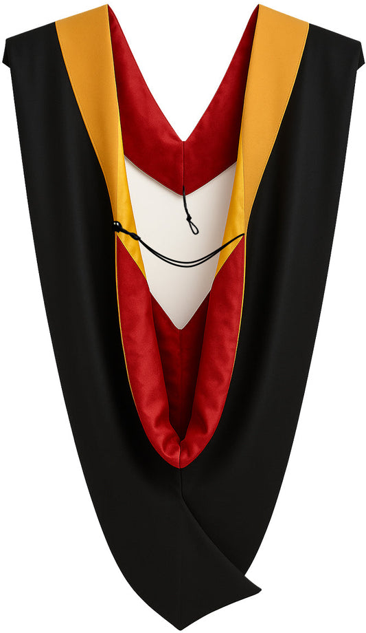 Deluxe Bachelor/Master Hood - Drab Velvet, Red & Golden Yellow